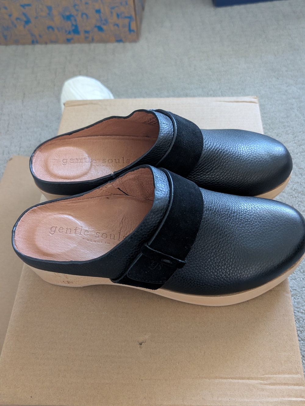 Gentle Souls Black Leather Clogs